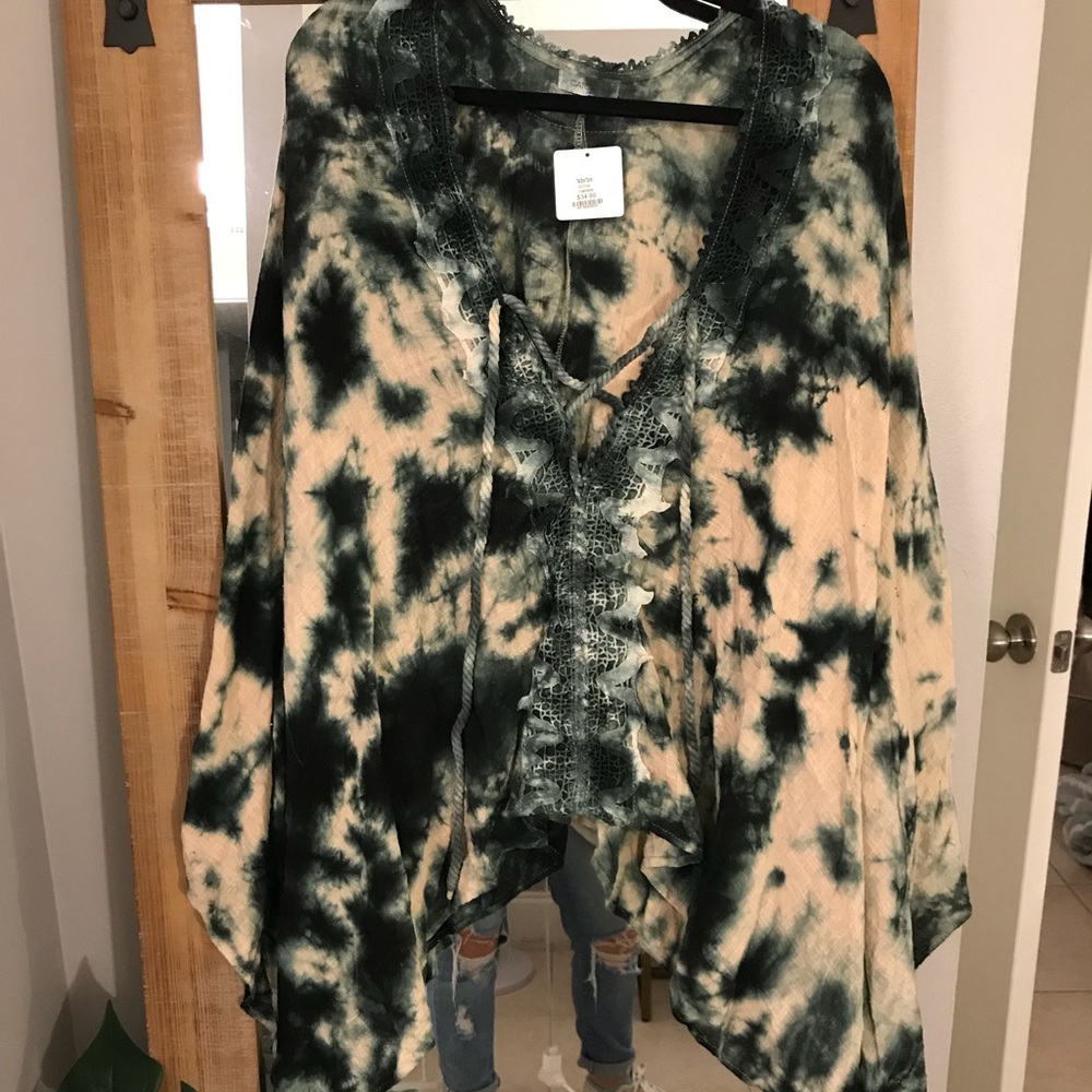 *NEW* Black and Tan tie dye coverup